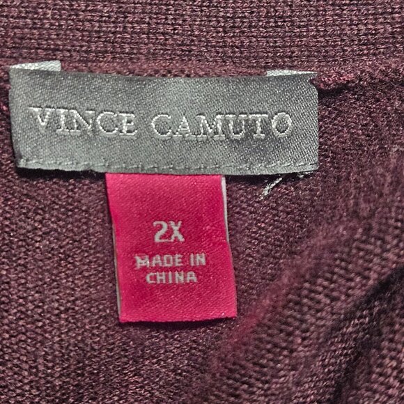 Vince Camuto Burgundy Open-Front Cardigan With Faux Fur Cuffs Size 2X - Picture 4 of 12